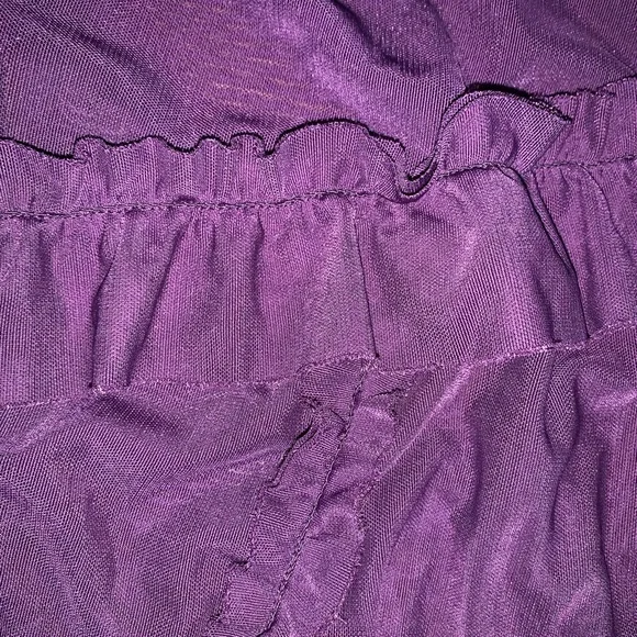 Torrid 5 5X purple sheer babydoll blouse ruffles back buttons tiered - Picture 5 of 7